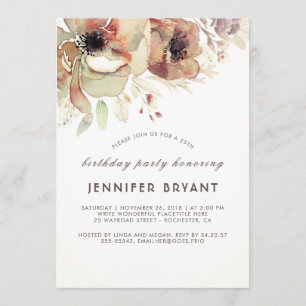 Invitación Vintage Floral Water Fall Birday Party