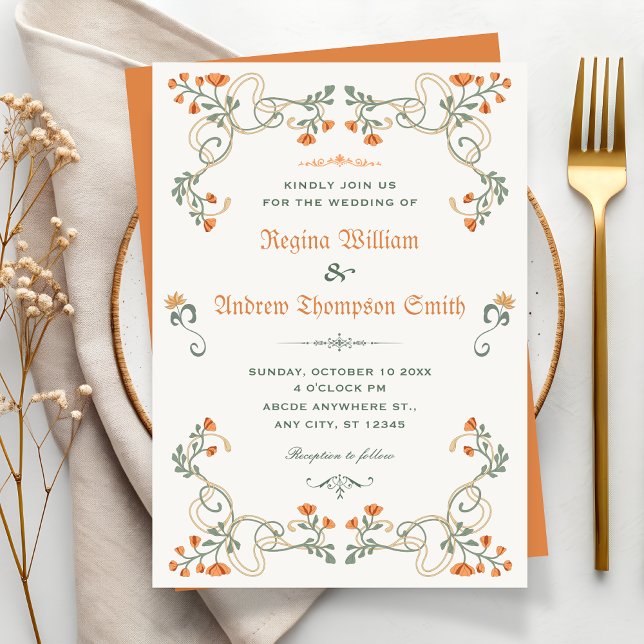 Invitación Vintage floral wedding (Subido por el creador)