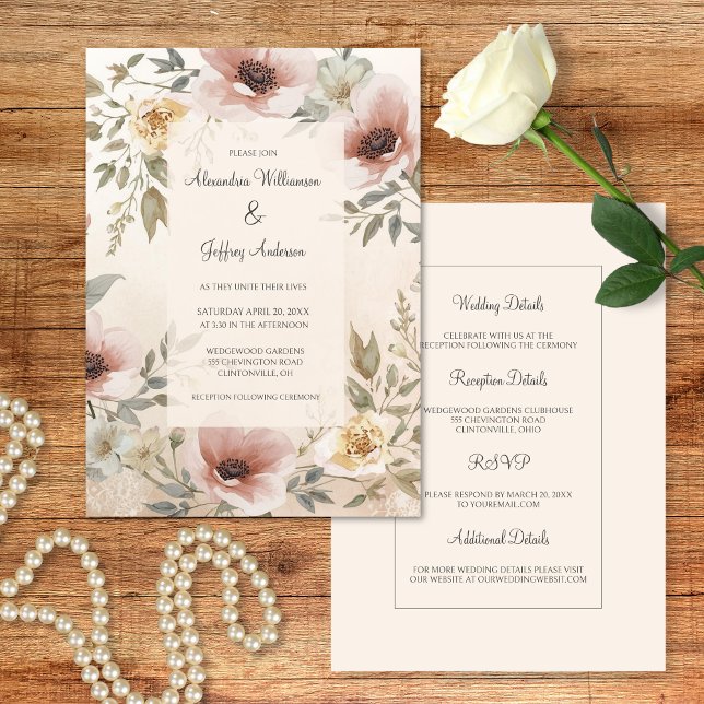 Invitación Vintage Floral Wedding Invitation (Subido por el creador)