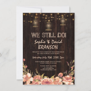 Invitación Vintage Floral Wood Viejas Linternas que TODAVÍA H