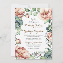 Invitación Vintage Floral Wreath Watercoloros Fall Wedding