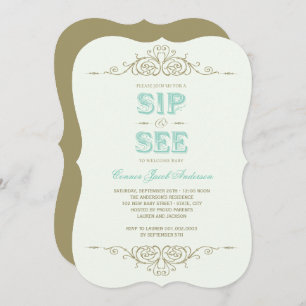 Invitación Vintage Florece Elegante Recién nacido Niño Sip Y 