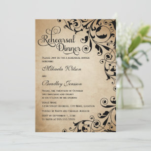 Invitación Vintage Flourils Swirls Ensayo Cena