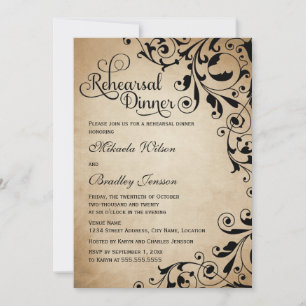 Invitación Vintage Flourils Swirls Ensayo Cena