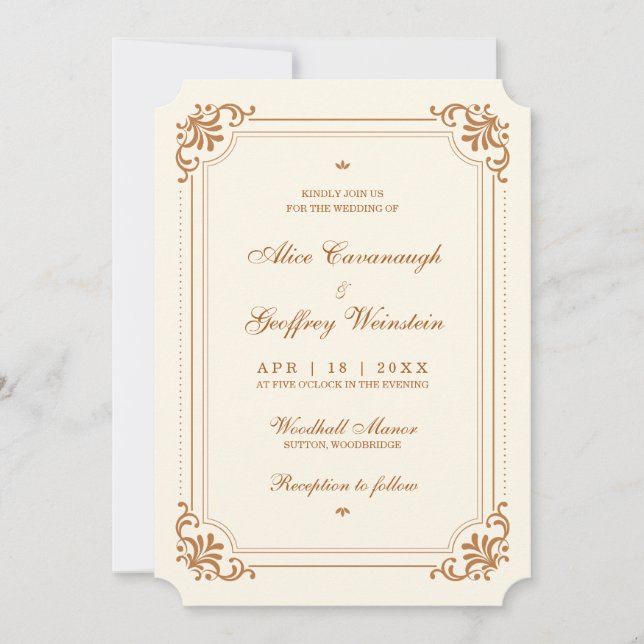 Invitación Vintage Flourish Elegant Wedding (Anverso)