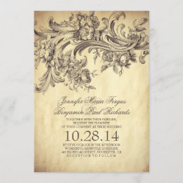 Invitación Vintage Flourits Elegante y Boda de Lujo