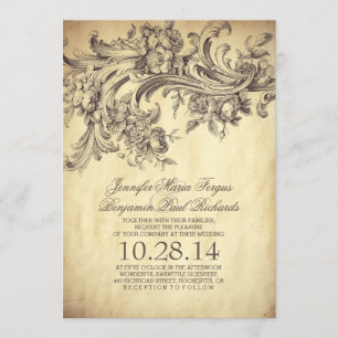 Invitación Vintage Flourits Elegante y Boda de Lujo