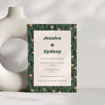 Invitación Vintage Forest Green Rubor Floral Boho Boda<br><div class="desc">Invitación a la boda de Boho Floral de Rubor Green Forestal Vintage</div>