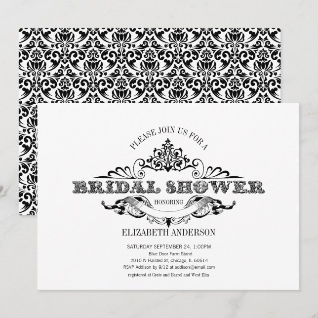 Invitación Vintage Frame Bridal Shower (Anverso / Reverso)