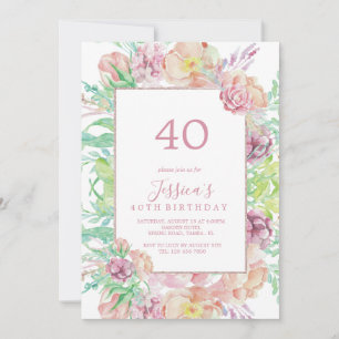 Invitación Vintage Framed Summer Bouquet Cumpleaños