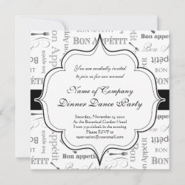Invitación Vintage francés Bon Appetit negro y blanco