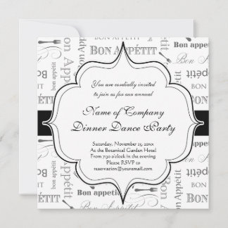 Invitación Vintage francés Bon Appetit negro y blanco