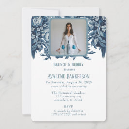 Invitación Vintage francés Toile floral desayuno y burbujas