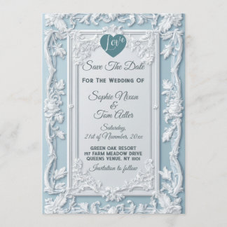 Invitación Vintage French Country Shabby Blue Save The Date 