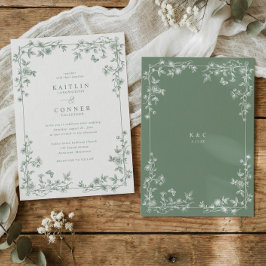 Invitación Vintage French Floral Toile Sage Wedding
