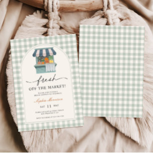 Invitación Vintage Fresh Off the Market Gingham Bridal Shower
