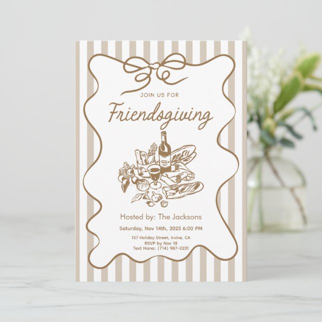 Invitación Vintage Friendsgiving Invitation (Anverso de pie)