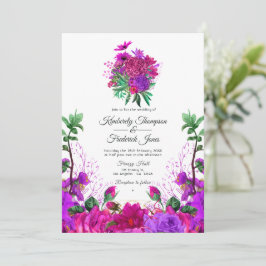 Invitación Vintage Fuchsia and Purple Floral Boda