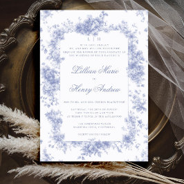 Invitación Vintage Garden Blue Toile Boda floral francés
