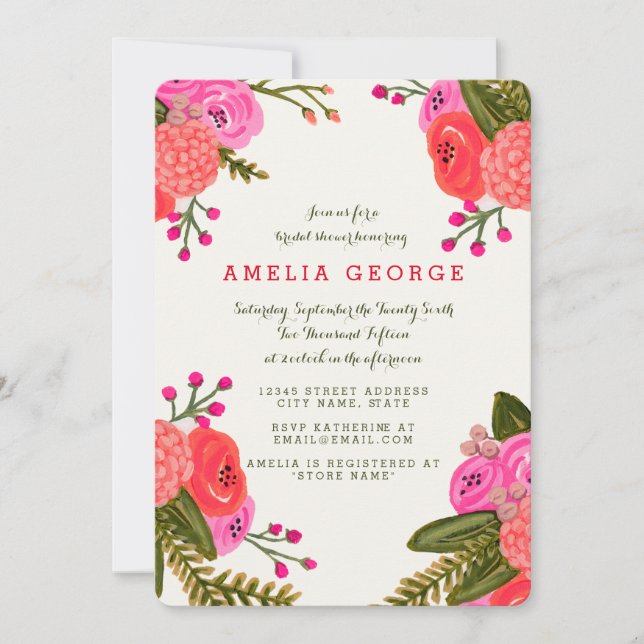 Invitación Vintage Garden Bridal Shower (Anverso)