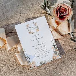 Invitación Vintage Garden Cream y Sage Floral Boda