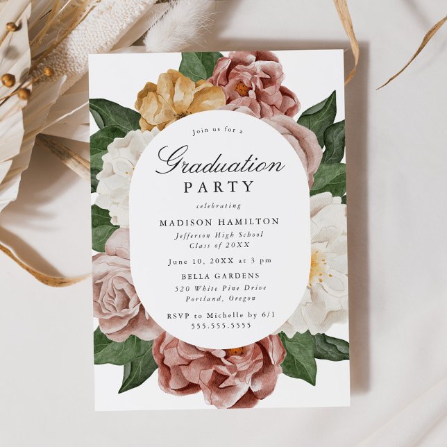 Invitación Vintage Garden Floral Frame Graduation Party (Subido por el creador)