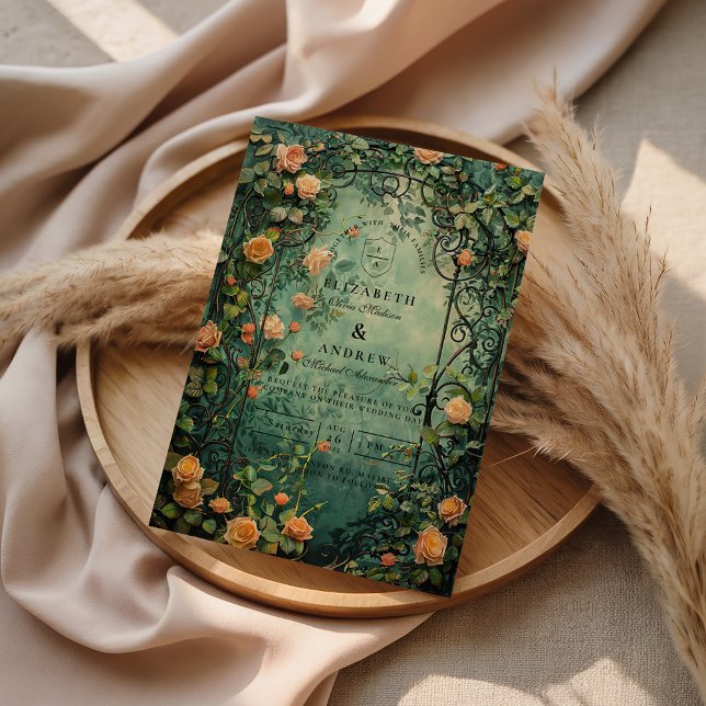 Invitación Vintage Garden Rose Iron Gate Wedding (Subido por el creador)