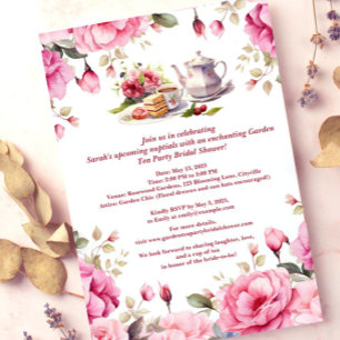 Invitación Vintage Garden Tea Fiesta Bridal Shower