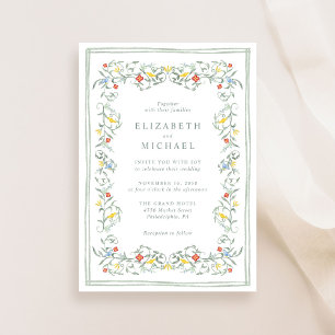 Invitación Vintage Garden Watercolor Sage Green Boda