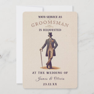 Invitación Vintage Gent Groomsman Request Card