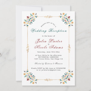 Invitación Vintage Geometría Motif Clásico Recepción de bodas
