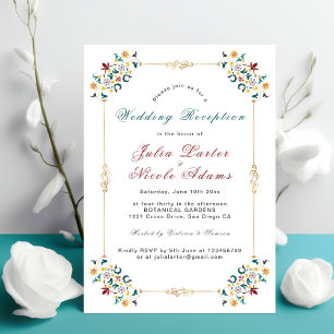 Invitación Vintage Geometría Motif Clásico Recepción de bodas