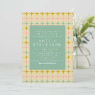 Invitación Vintage Geometric Pastel Stars Mod Bridal Shower