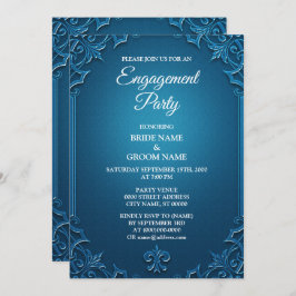 Invitación Vintage Geometric Teal Turquoise Engagement party