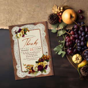 Invitación Vintage Give Gracias Dinner