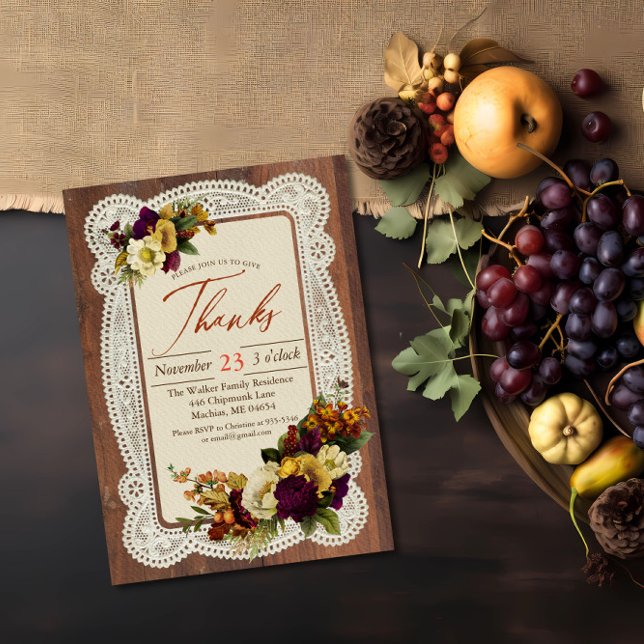 Invitación Vintage Give Gracias Dinner (Subido por el creador)