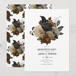 Invitación Vintage Glam Amber Raven Gothic Bachelorette Party