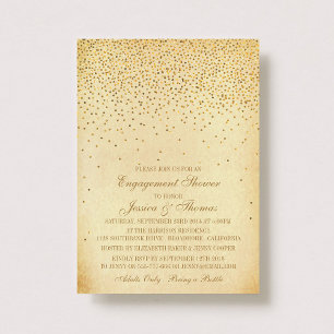 Invitación Vintage Glam Gold Confetti Engower