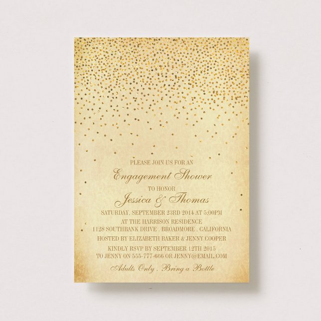 Invitación Vintage Glam Gold Confetti Engower (Subido por el creador)