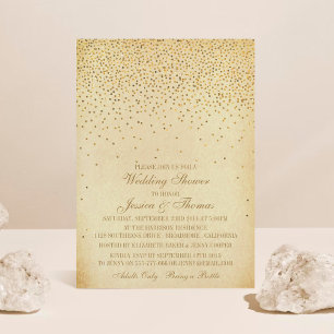 Invitación Vintage Glam Gold Confetti Wedding Ducha