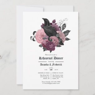 Invitación Vintage Glam Mauve Raven Cena de ensayo gótico