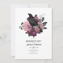 Invitación Vintage Glam Mauve Raven Gothic Bachelorette Party