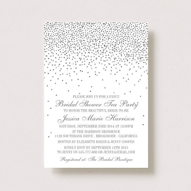 Invitación Vintage Glam Silver Confetti Bridal Shower (Subido por el creador)