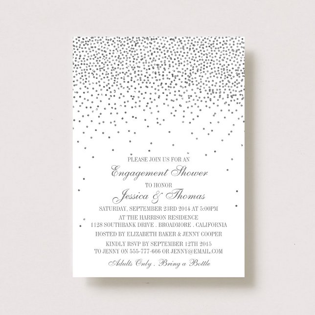 Invitación Vintage Glam Silver Confetti Engower (Subido por el creador)