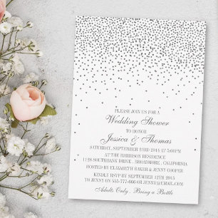 Invitación Vintage Glam Silver Confetti Wedding Shower