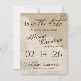 Invitación Vintage Glam Wedding Save The Date Invitation