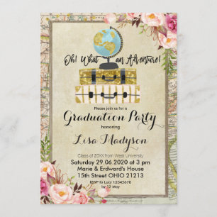 Invitación Vintage Globe Adventure Party Invitado