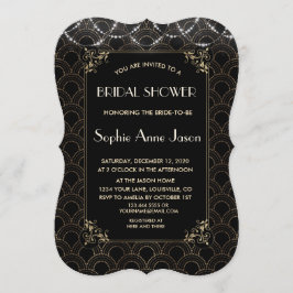 Invitación Vintage Gold Art Deco Fleur-de-lis Bridal Shower