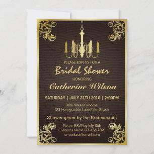 Invitación Vintage Gold Chandelier Bridal Shower