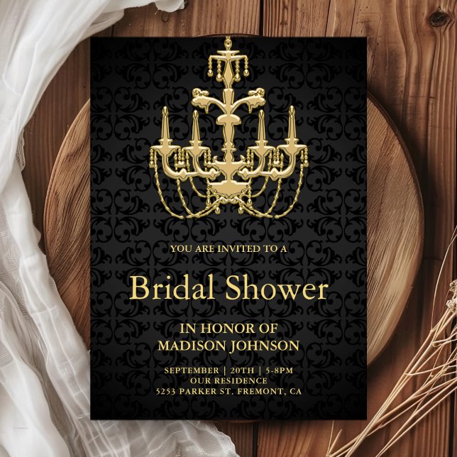 Invitación Vintage Gold Chandelier Bridal Shower (Subido por el creador)